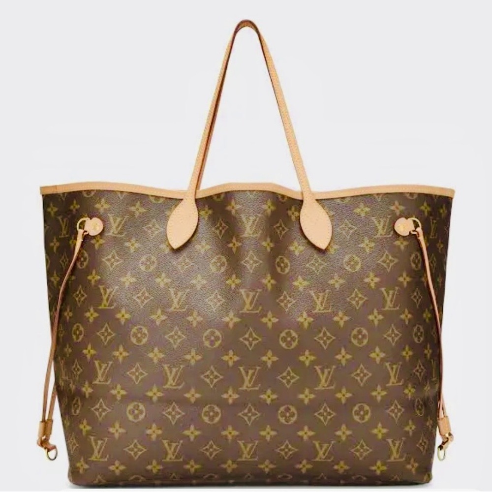 Authentic Louis Vuitton Monogram Neverfull GM Tote with pink pivion interior.